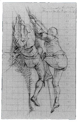 Study for "The Siege of Gibraltar": Figures Scaling Floating Battery; Cannon