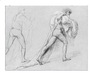 Study for "The Surrender of the Dutch Admiral De Winter to Admiral Duncan, October 11, 1797": Two Studies of a Man with a Sail or Flag
