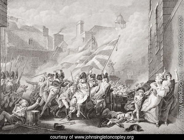 The death of Major Peirson at St. Helier, retaking Jersey from the French, 8 January 1781, from Illustrations of English and Scottish History  Volume II