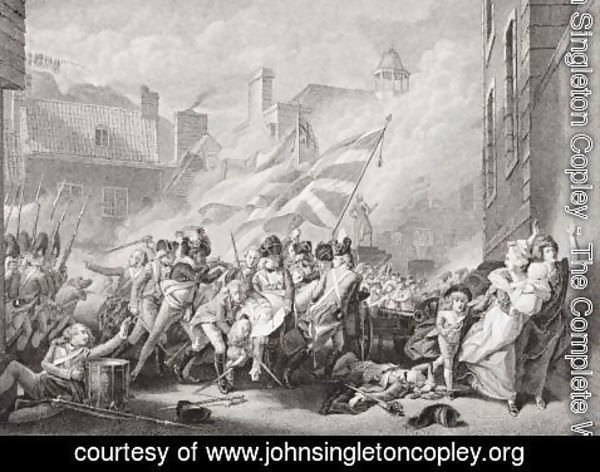 John Singleton Copley - The death of Major Peirson at St. Helier, retaking Jersey from the French, 8 January 1781, from Illustrations of English and Scottish History  Volume II